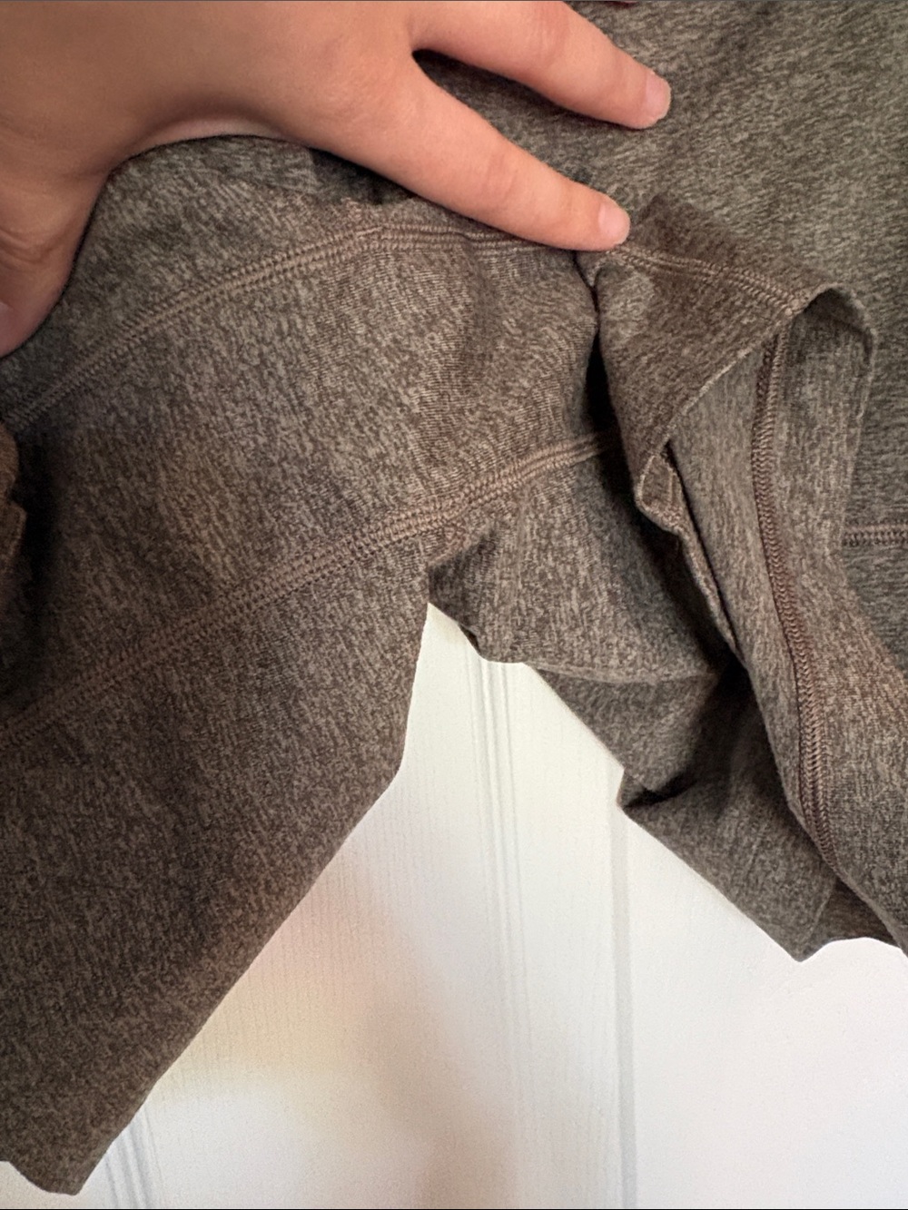 Lululemon Drawstring Knit Shorts in Heathered Taupe/Green - Picture 6 of 7